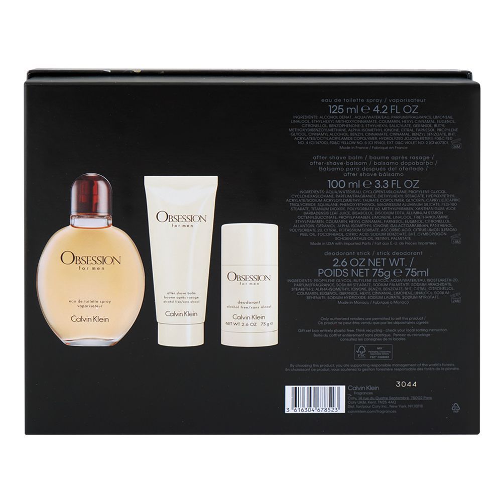 Calvin Klein Obsession For Men Set Eau De Toilette 125ml + Deo Stick + After Shave Balm - Image 3
