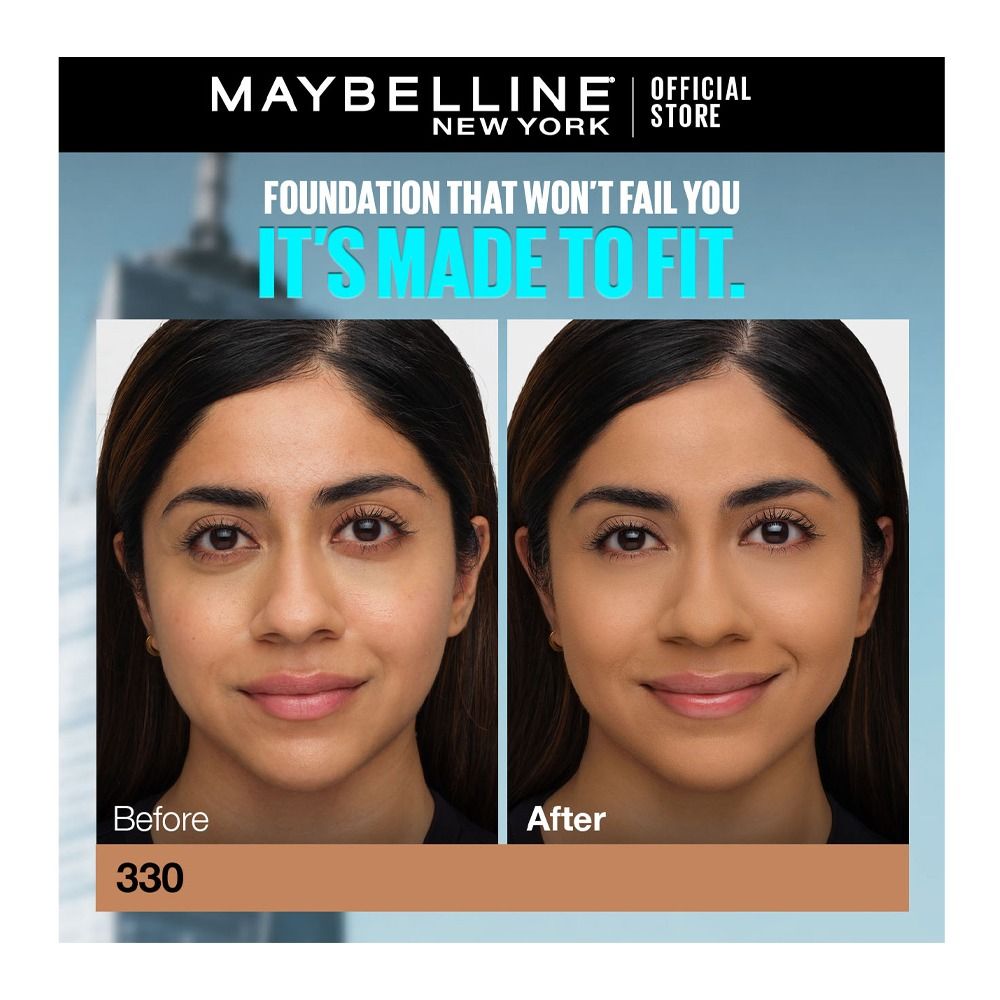 Maybelline New York Fit Me Matte + Poreless SPF 22 Foundation, 330 Toffee, 30ml - Image 3