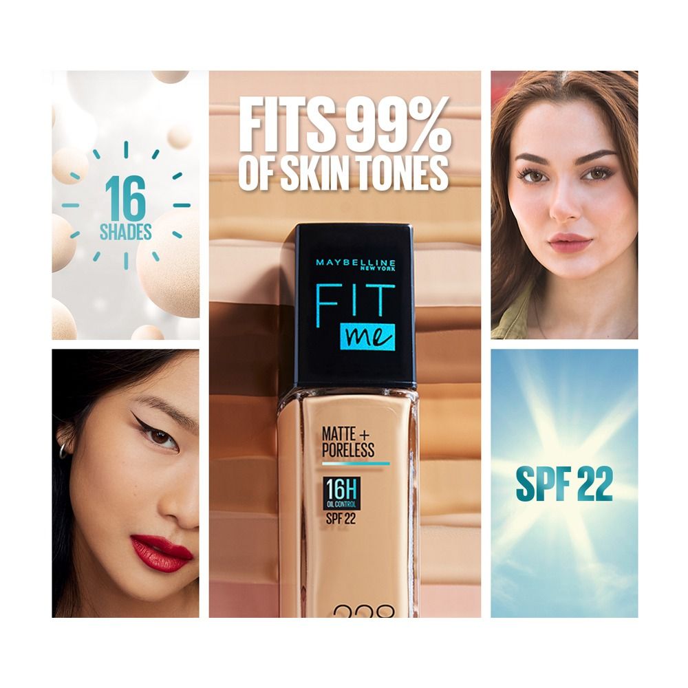 Maybelline New York Fit Me Matte + Poreless SPF 22 Foundation, 335 Classic Tan, 30ml - Image 3