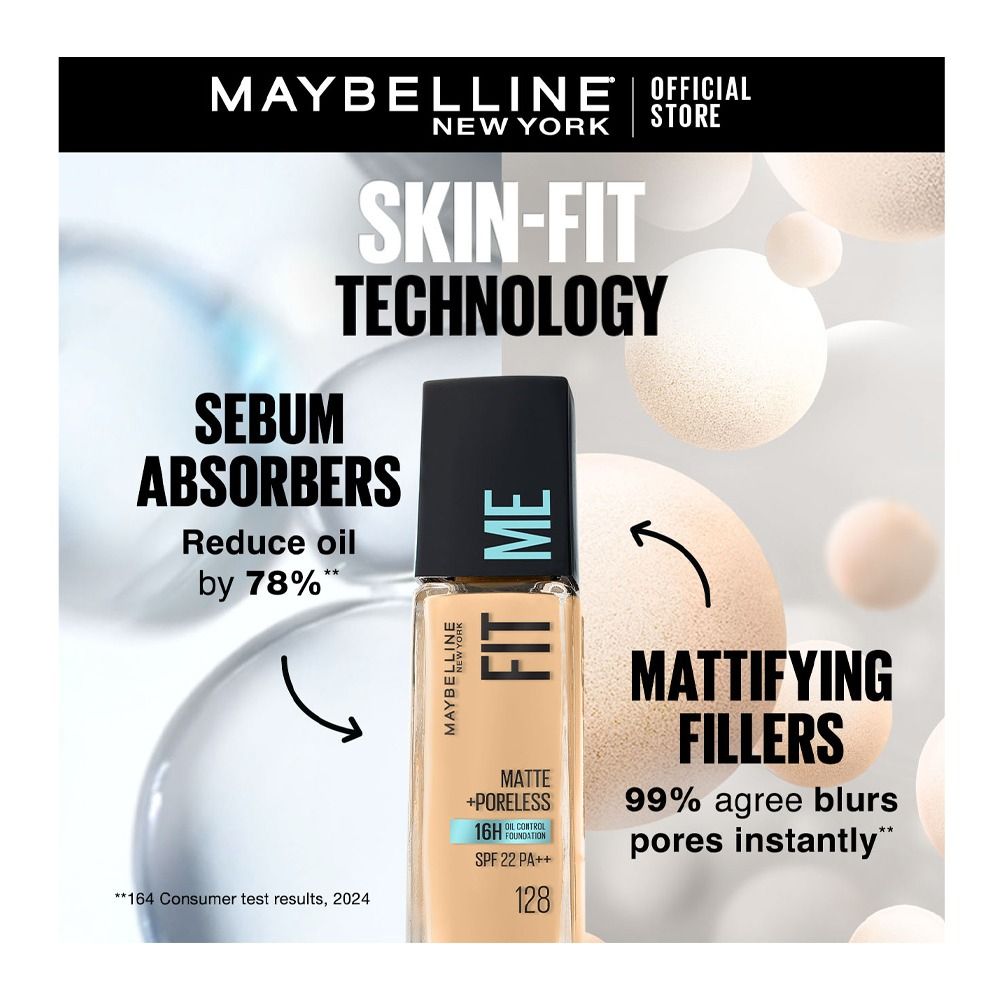 Maybelline New York Fit Me Matte + Poreless SPF 22 Foundation, 335 Classic Tan, 30ml - Image 7