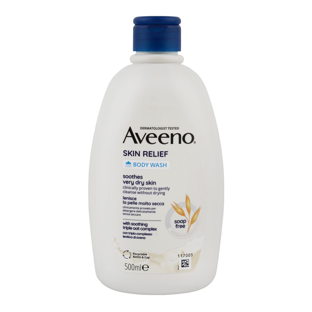 Aveeno Skin Relief Moisturising Soothes Very Dry Skin Body Wash, Citric Acid, Suitable For Sensitive Skin, 500ml - Main Image