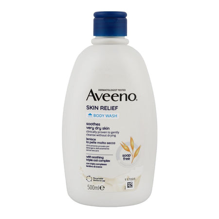Aveeno Skin Relief Moisturising Soothes Very Dry Skin Body Wash, Citric Acid, Suitable For Sensitive Skin, 500ml - Main Image