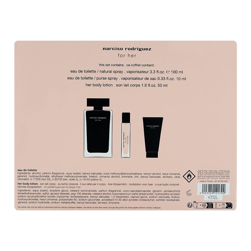Narciso Rodriguez For Her Set, For Women, Eau De Toilette 100ml + Eau De Toilette 10ml + Body Lotion, 50ml - Image 3