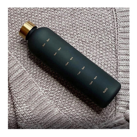 AJF Golden Cap Tritan Plastic Water Bottle With Time Scale, BPA Free, Leakproof, 500ml Capacity, Black - Image 2