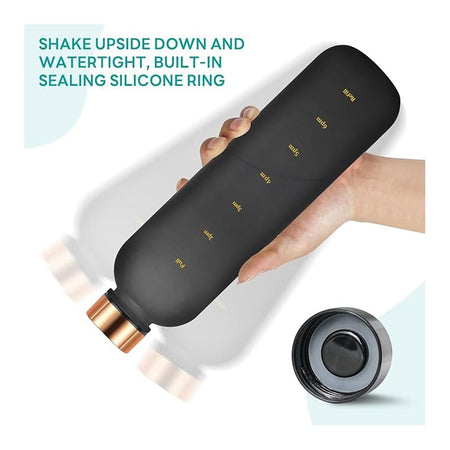 AJF Golden Cap Tritan Plastic Water Bottle With Time Scale, BPA Free, Leakproof, 500ml Capacity, Black - Image 5