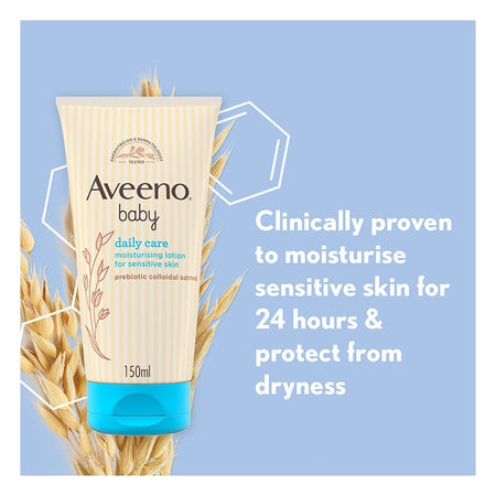 Aveeno Baby Daily Care Moisturizing Lotion, For Sensitive Skin, Unscented, Dye Free, 150ml - Image 2
