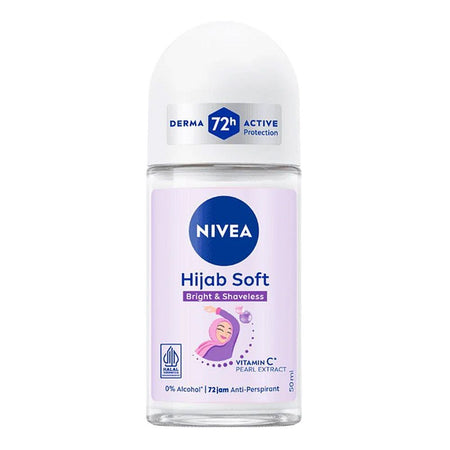 Nivea Brightening Hijab Soft Shave Less Deodorant Roll On, Anti-Perspirant, Alcohol Free, 50ml - Main Image