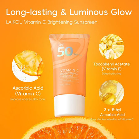 Laikou Vitamin-C Brightening Sunscreen, UV Protection, SPF50, PA+++, 50g, LK99237A - Image 4
