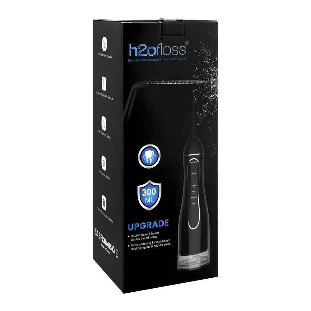 H2O Floss Oral Irrigator Rechargeable Professional Flosser, 300ml, 11W, IPX7 Waterproof, Black, C102 - Image 2