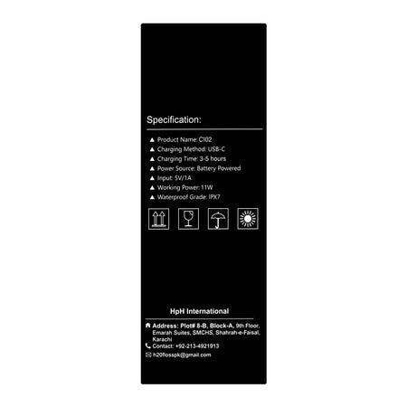 H2O Floss Oral Irrigator Rechargeable Professional Flosser, 300ml, 11W, IPX7 Waterproof, Black, C102 - Image 4
