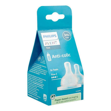 Avent Flow 3 Silicone Teat, BPA Free, For 3 Months+ SCY763/02, 2-Pack - Image 2