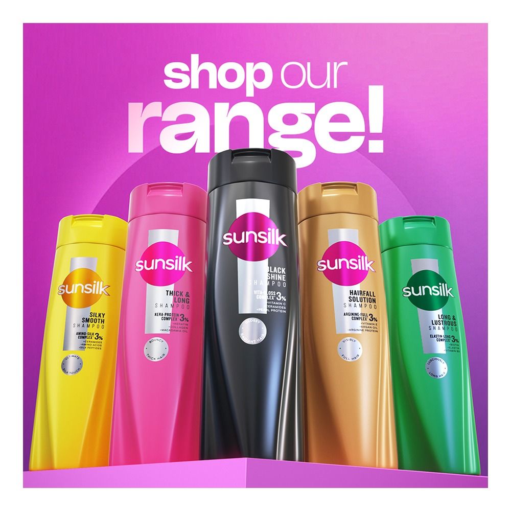 Sunsilk Black Shine Vita-Gloss Complex 30% Shampoo, Vitamin C, Ceramides, For Glossy & Radiant Hair, 360ml - Image 2
