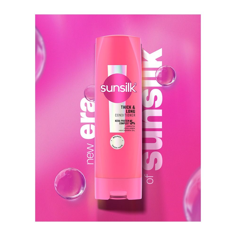 Sunsilk Thick & Long Kera-Protein Complex 5% Conditioner, Collagen & Macadamia Oil, For Bouncy & Thick Hair, 180ml - Main Image