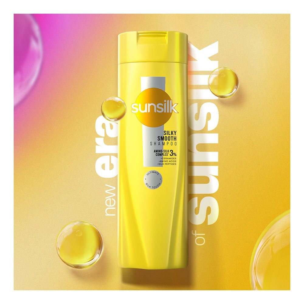 Sunsilk Silky Smooth Amino-Silk Complex 30% Shampoo, Ceramides, Amino Acid, For Silky & Smooth Hair, 185ml - Main Image
