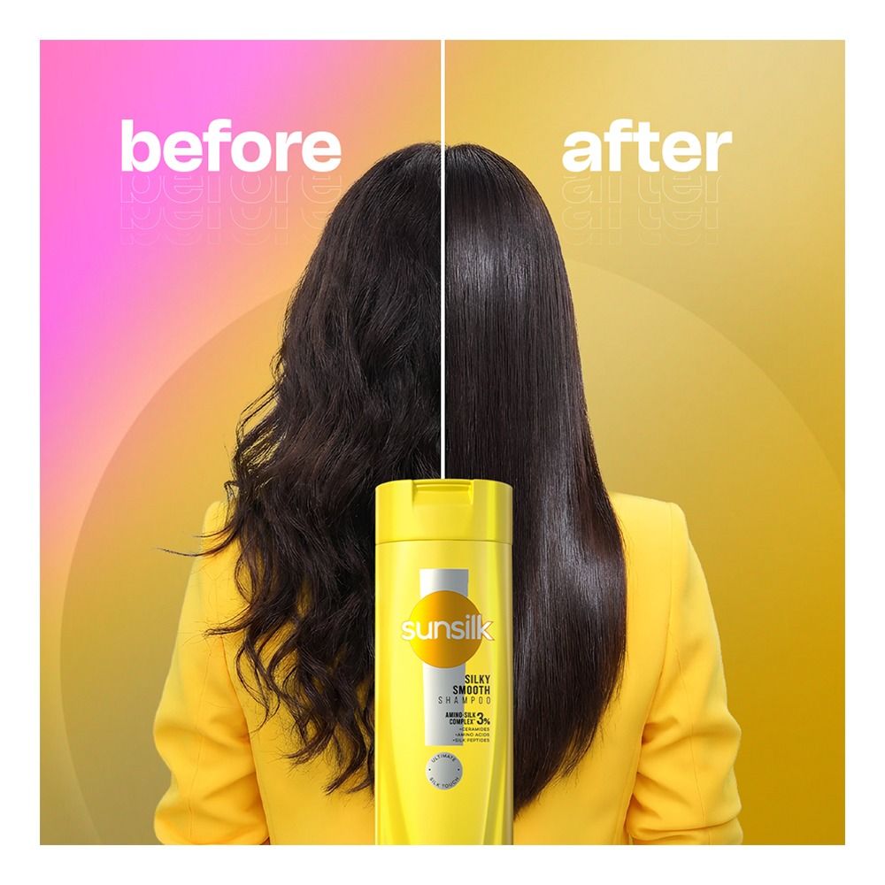 Sunsilk Silky Smooth Amino-Silk Complex 30% Shampoo, Ceramides, Amino Acid, For Silky & Smooth Hair, 360ml - Image 4