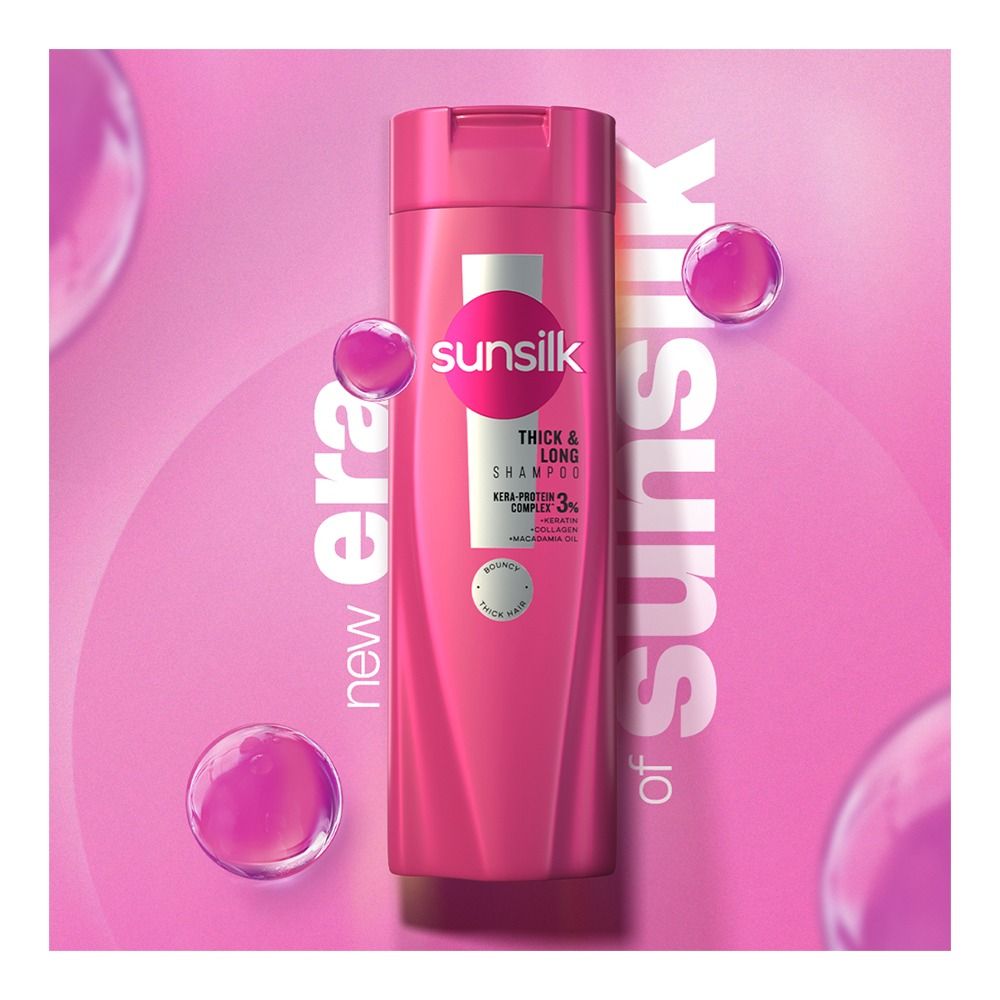 Sunsilk Thick & Long Kera-Protein Complex 3% Shampoo, Keratin, Macadamia Oil, For Thick Hair, 185ml - Main Image