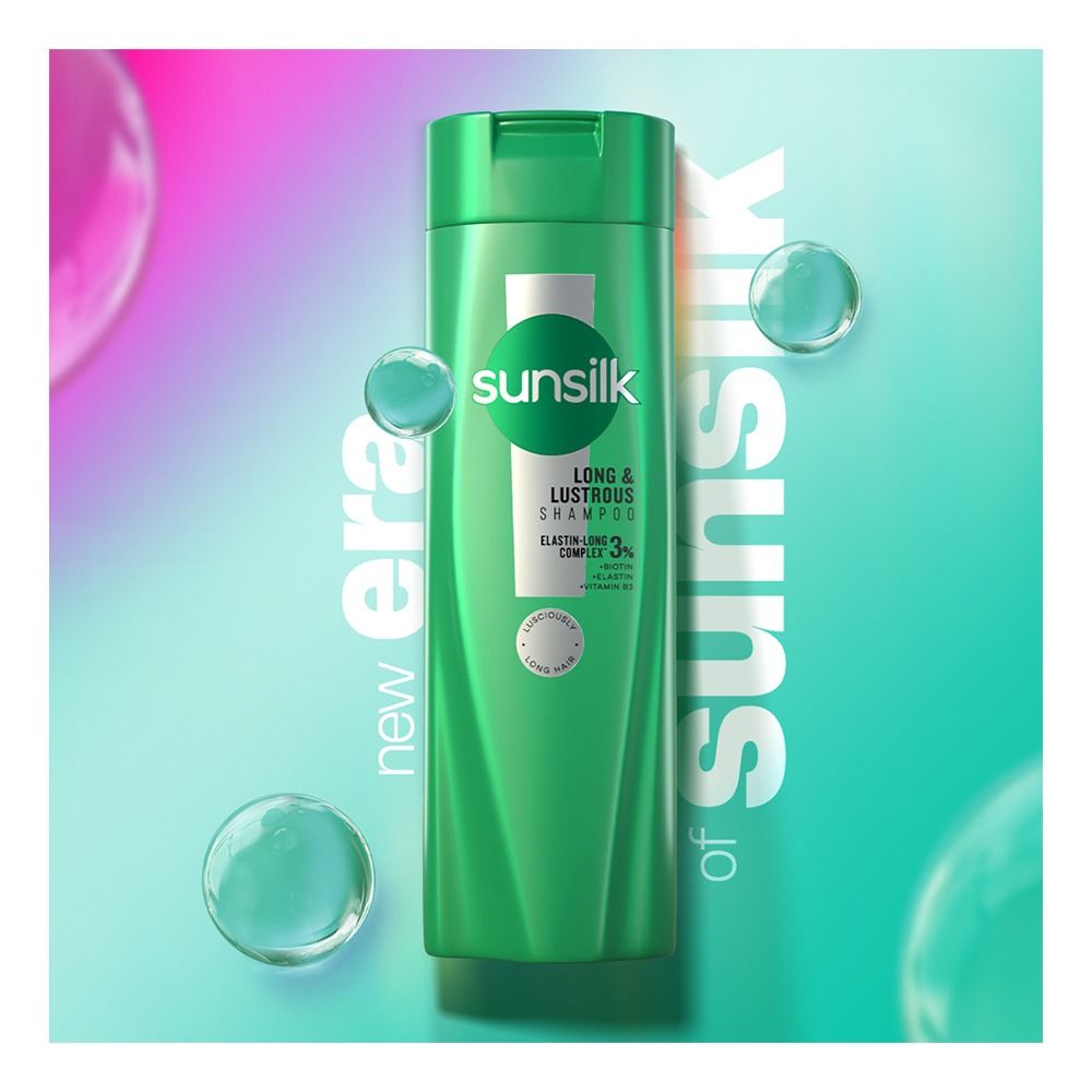 Sunsilk Long & Lustrous Elastin-Long Complex 3% Shampoo, Vitamin B3, For Stronger Hair, 360ml - Main Image