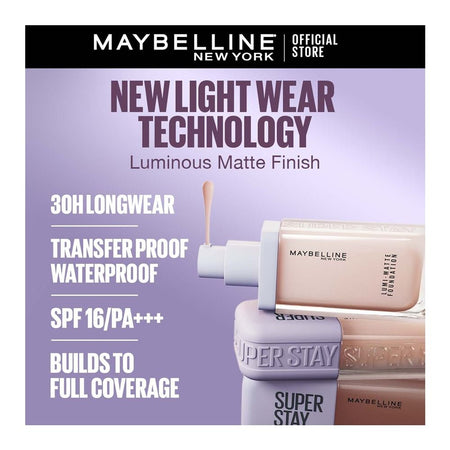 Maybelline New York Superstay Upto 30H Lumi-Matte SPF-16 Foundation, Water & Sweat-Proof, 120, 18ml - Image 4