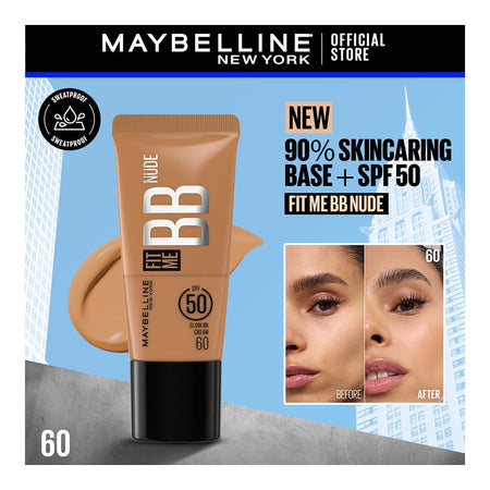Maybelline Fit Me BB Nude Glow Cream, Sweatproof, SPF50, 60 - Main Image