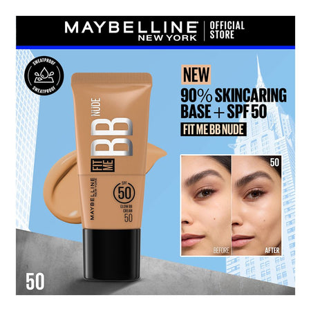 Maybelline Fit Me BB Nude Glow Cream, Sweatproof, SPF50, 50 - Main Image