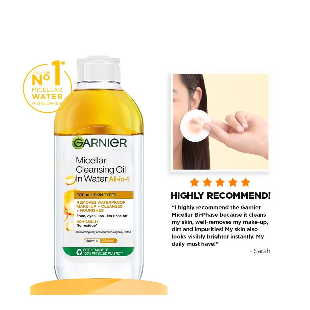 Garnier Skin Naturals Micellar Cleansing Water In Oil All In One, For All Types Of Skin, 125ml - Image 5