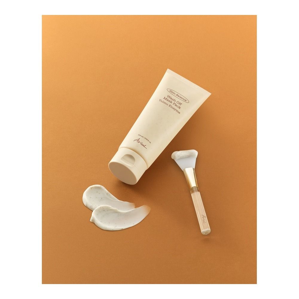 Ariul Skin Balance Wash Off Mask Pack Yulmu Enzyme + Pack Brush, Vitamin E & Hyaluronic Acid, For Dry & Sensitive Skin, 200ml - Image 3