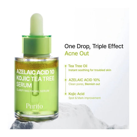 Purito Azelaic Acid 10 Kojic Tea Tree Serum, Hyperpigmentation & Anti-Aging Care, Kojic Acid, Azelaic Acid, Tea Tree, 30ml - Image 3
