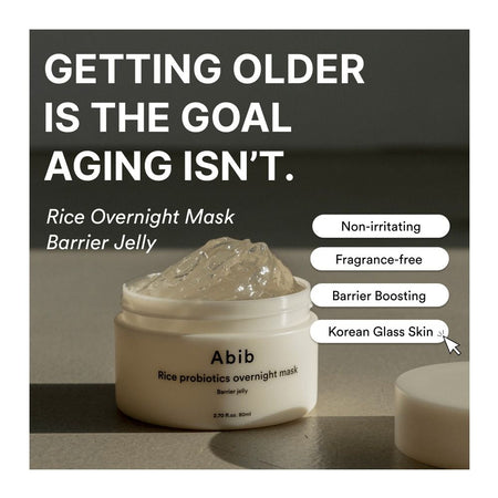 Abib Rice Probiotics Barrier Jelly Overnight Mask, Overnight Repair & Hydration Care, Rice Extract, 80ml - Image 2