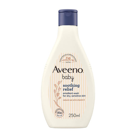Aveeno Baby Soothing Relief Emollient Wash, Sulphates Free, Glycerin, For Dry & Sensitive Skin, 250ml - Main Image