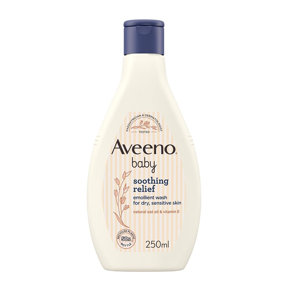 Aveeno Baby Soothing Relief Emollient Wash, Sulphates Free, Glycerin, For Dry & Sensitive Skin, 250ml - Main Image