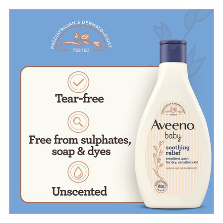 Aveeno Baby Soothing Relief Emollient Wash, Sulphates Free, Glycerin, For Dry & Sensitive Skin, 250ml - Image 5