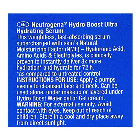 Neutrogena Hydro Boost Ultra Hydrating Serum, Hyaluronic Acid, Amino Acid, Electrolytes, 30ml - Image 6
