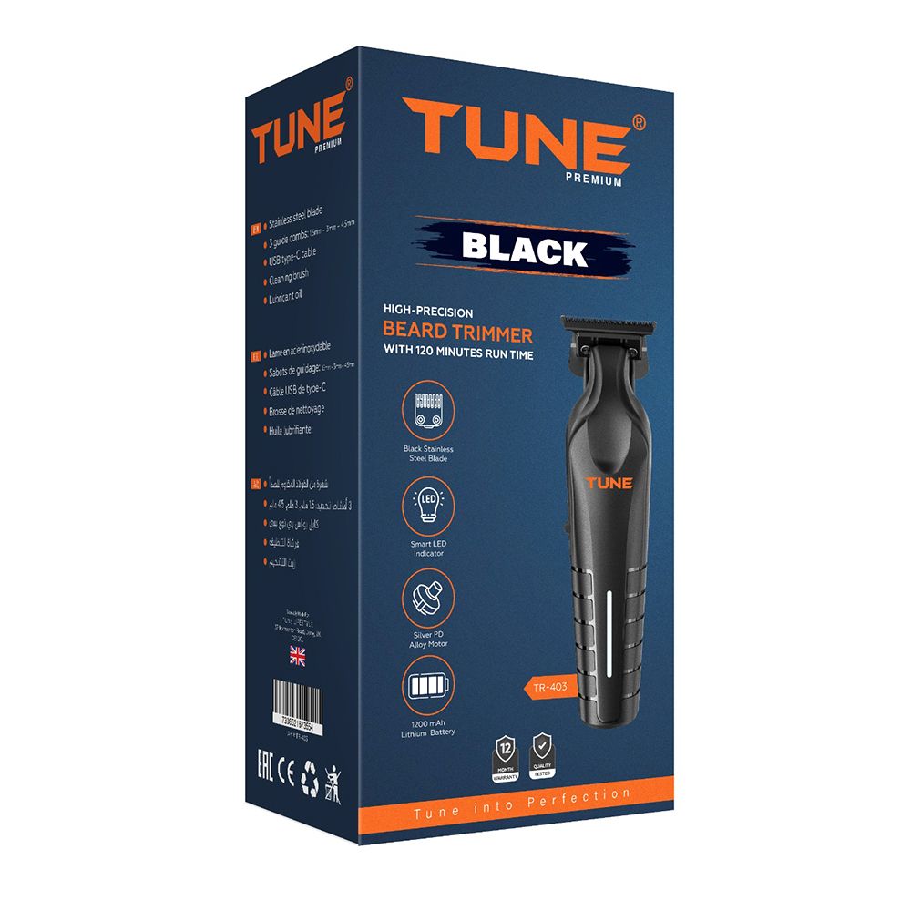 Tune Classic Black High-Precision Beard Trimmer, TR-403 - Image 2