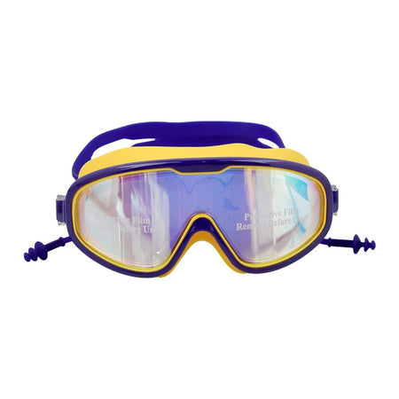 Swimming Goggles Wide Anti Fog UV Protection With Ear Plug, Yellow Blue, 168RG - Image 3