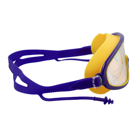 Swimming Goggles Wide Anti Fog UV Protection With Ear Plug, Yellow Blue, 168RG - Image 5