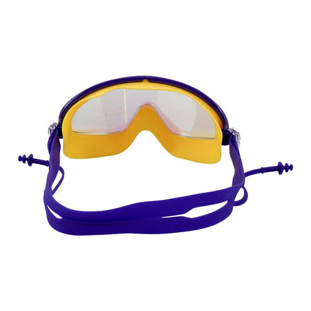 Swimming Goggles Wide Anti Fog UV Protection With Ear Plug, Yellow Blue, 168RG - Image 6