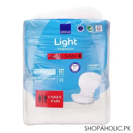 abena light premium abri san 4 bladder protection super 4 pads, for men & women, 30 pack main image