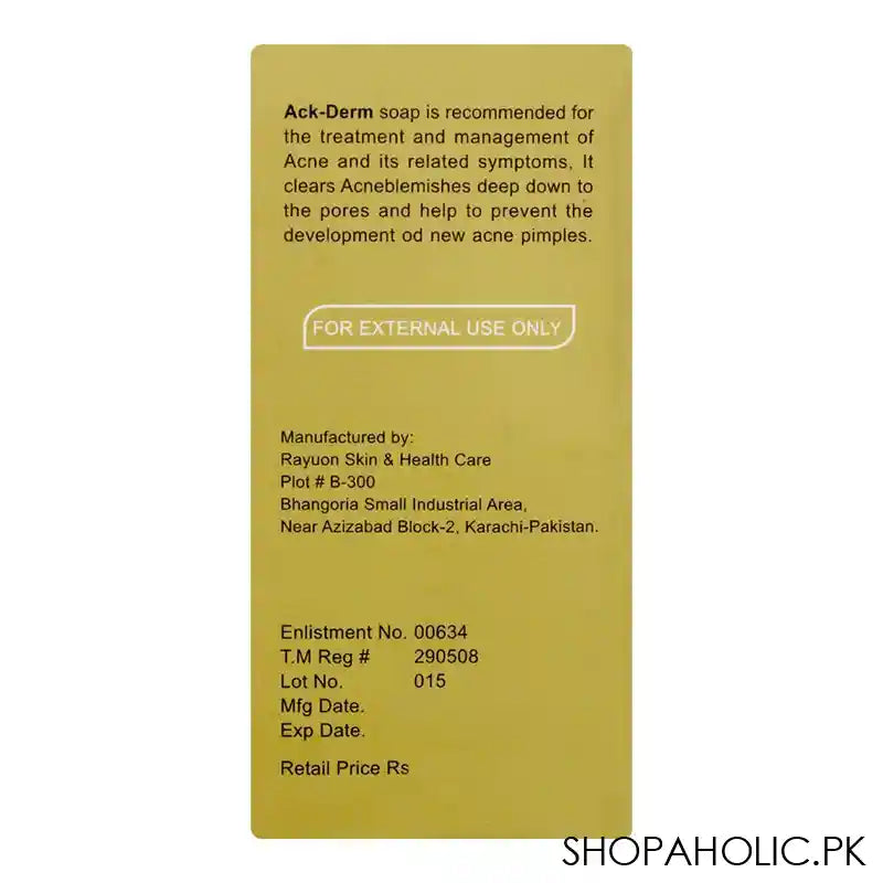 Ack-Derm Medicated Soap, For Acne & Oily Skin Conditions, 100g - Image 3