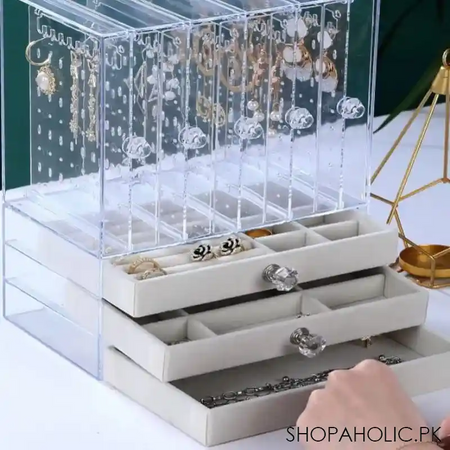 acrylic display jewelry stand with drawers image2