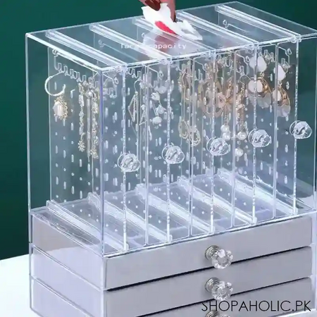 acrylic display jewelry stand with drawers image3