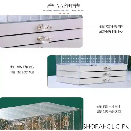 acrylic display jewelry stand with drawers image4
