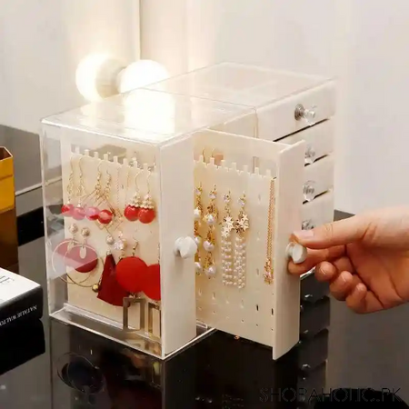 acrylic jewelry 5 drawers and 3 hanging storage box organizer image2