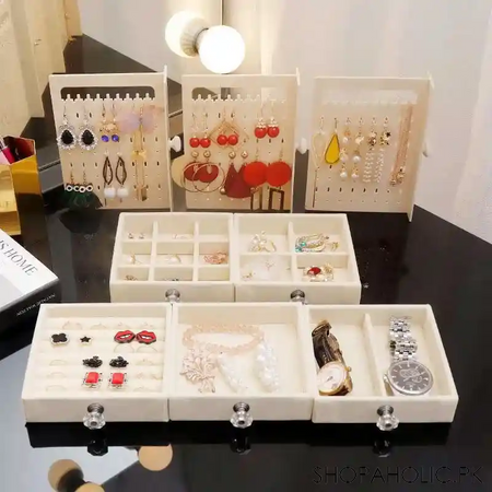 acrylic jewelry 5 drawers and 3 hanging storage box organizer image3