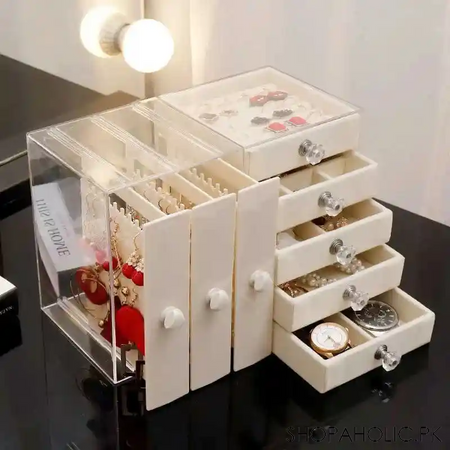 acrylic jewelry 5 drawers and 3 hanging storage box organizer main image