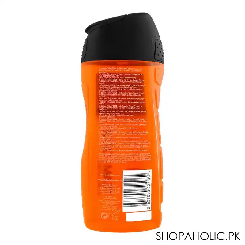 Adidas Team Force Stimulating Body, Hair & Face Shower Gel, Orange Extract, 250ml - Image 3