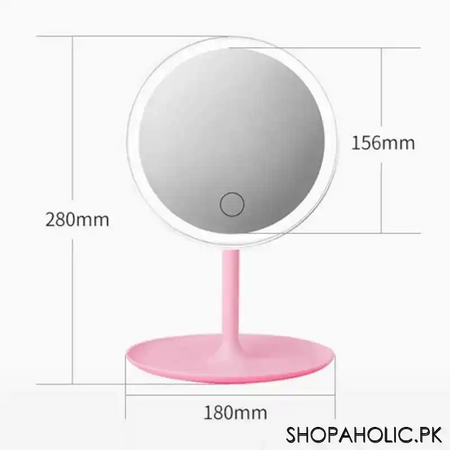 adjustable makeup mirror with storage tray built in led ring light mirror image4