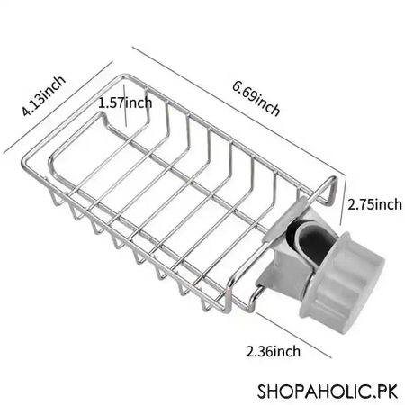 adjustable stainless steel sink faucet storage rack hanging basket drain rack image2