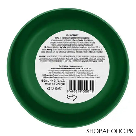 Agiva Professional Hair Styling Wax Green, Matte Paste 03, 90ml - Image 2