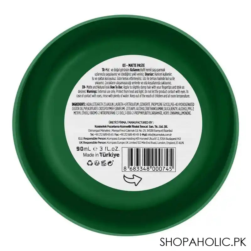 Agiva Professional Hair Styling Wax Green, Matte Paste 03, 90ml - Image 2