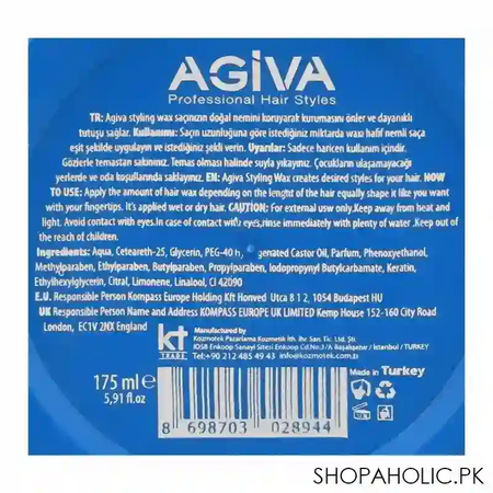 agiva professional strong & sert hair styling wax, 02, 175ml image2
